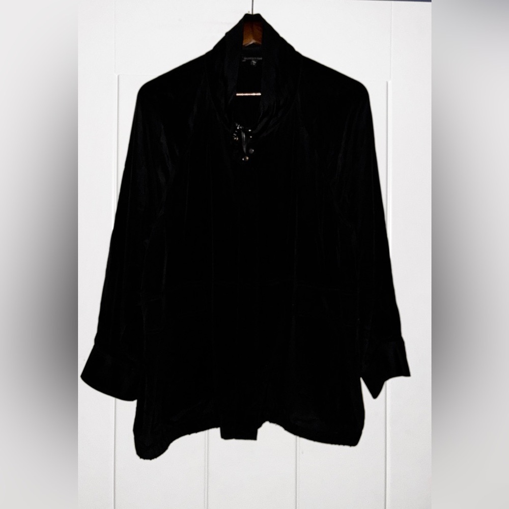 Eileen Fisher Silk Cowl Neck Shirt Blouse Women XL Quiet Luxury Office Wear Boxy